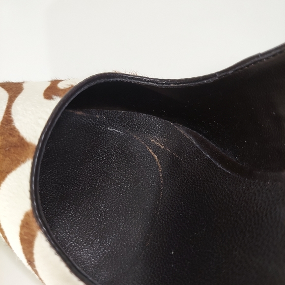 Aldo Calf Hair Brown & White Animal Patterned Pointy Toe Heels - Picture 11 of 14